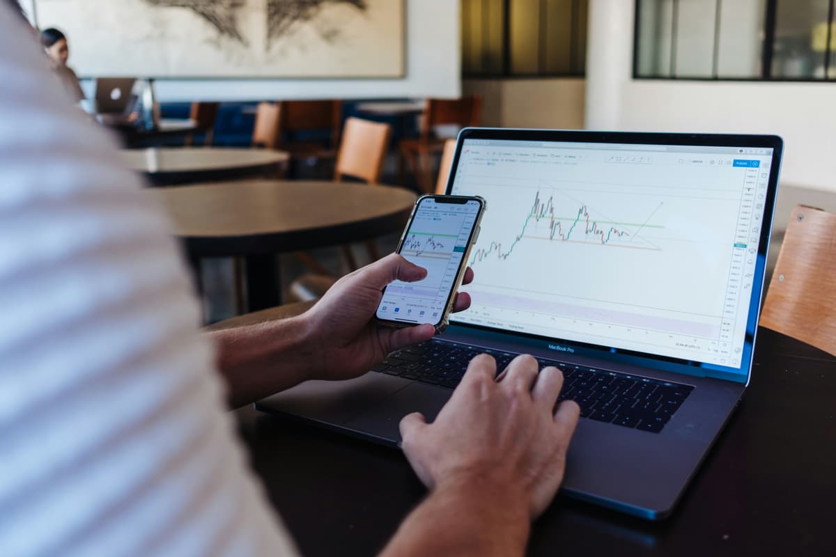 Person looking at charts on a laptop